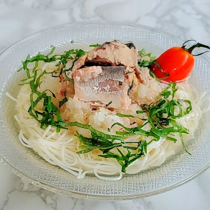 鯖缶おろし白だし素麺